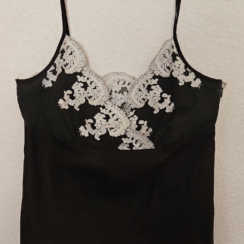 INC International Concepts Black Camisole with White Lace